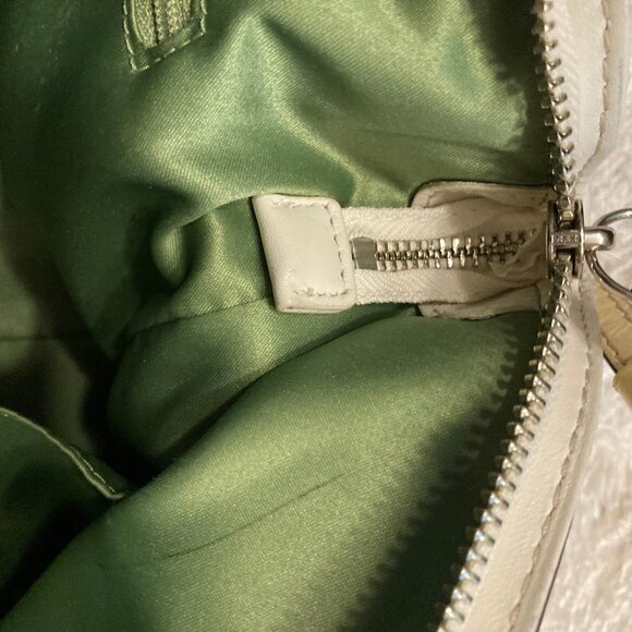 COACH Butter/Pale Yellow Handbag Satchel Green Satin Lined Monogram - Picture 16 of 16